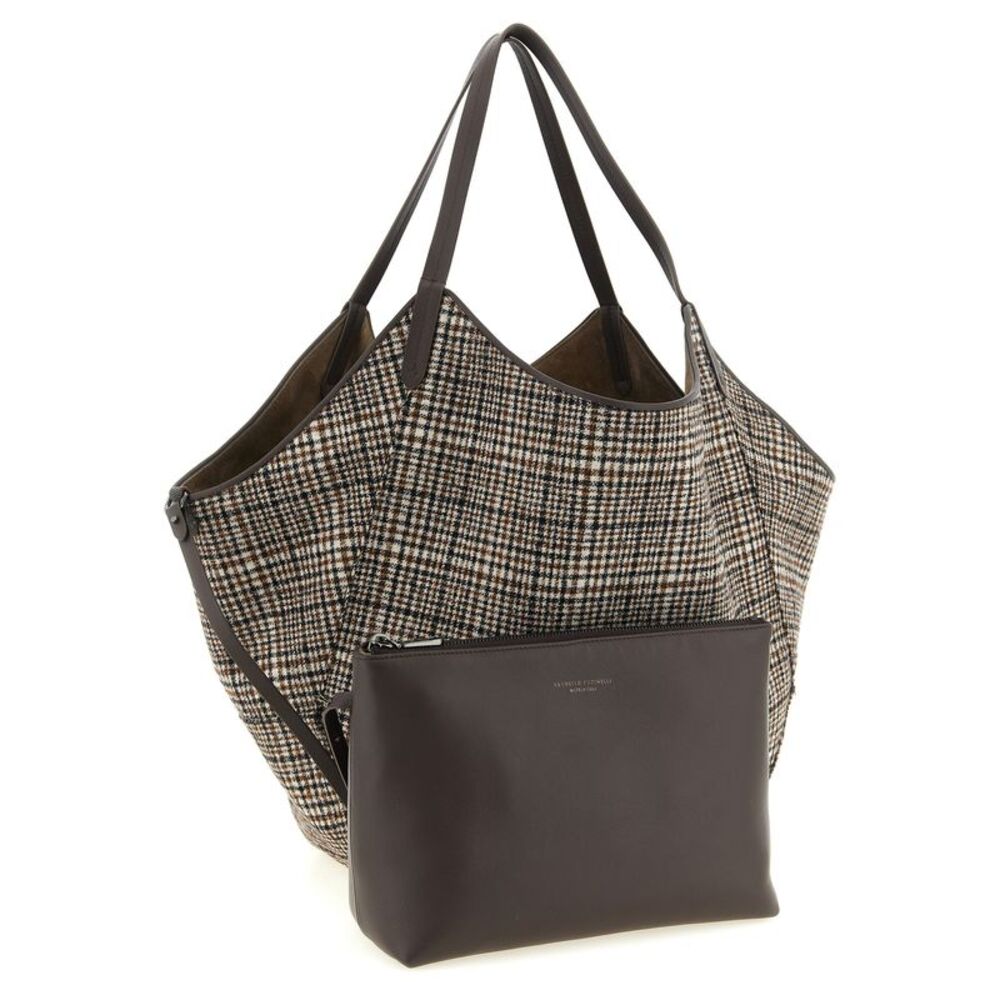 Brunello Cucinelli Brown Alpaca Leather Tote Women's Bag - Picture 3 of 4